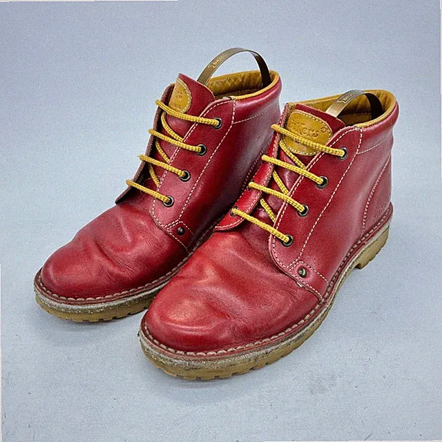 Kickers Stiefeletten Damen UK5 rot Leder Schnürung wasserabweisend Freizeit Krepp