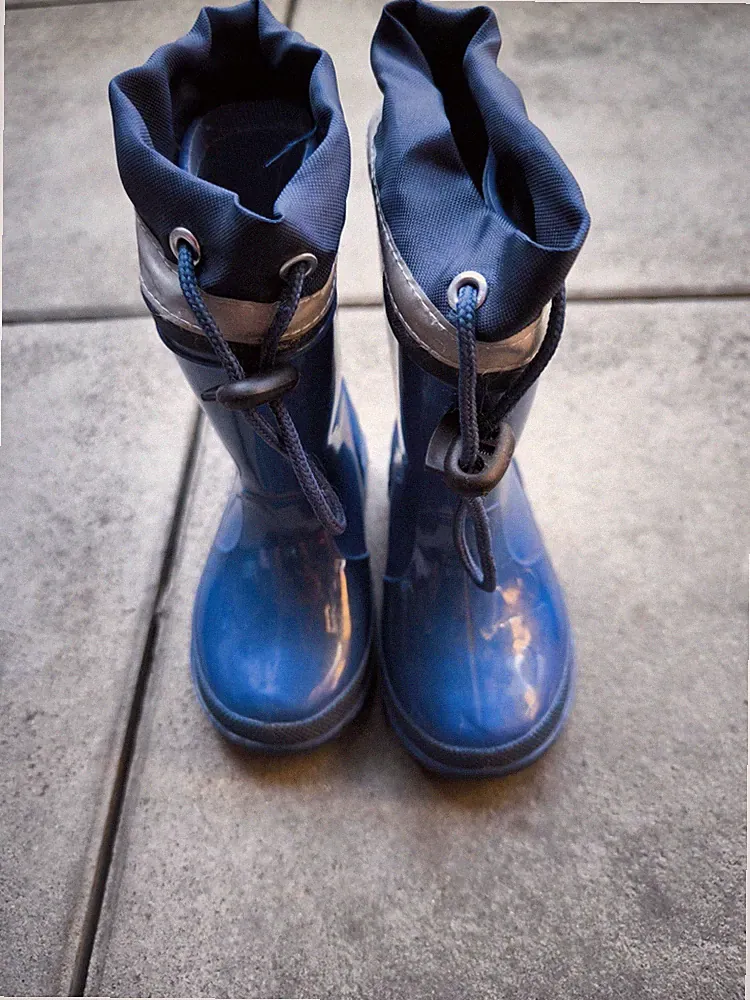 Kinder Gummistiefel Größe 22 blau gefüttert Regenstiefel mit Kordelzug