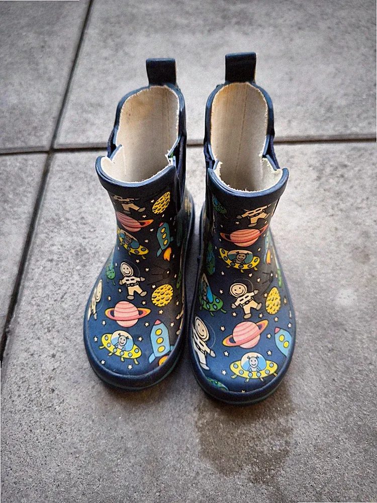 Kinder Gummistiefel Größe 22 Blau Weltraum Astronauten Raketen Ufos