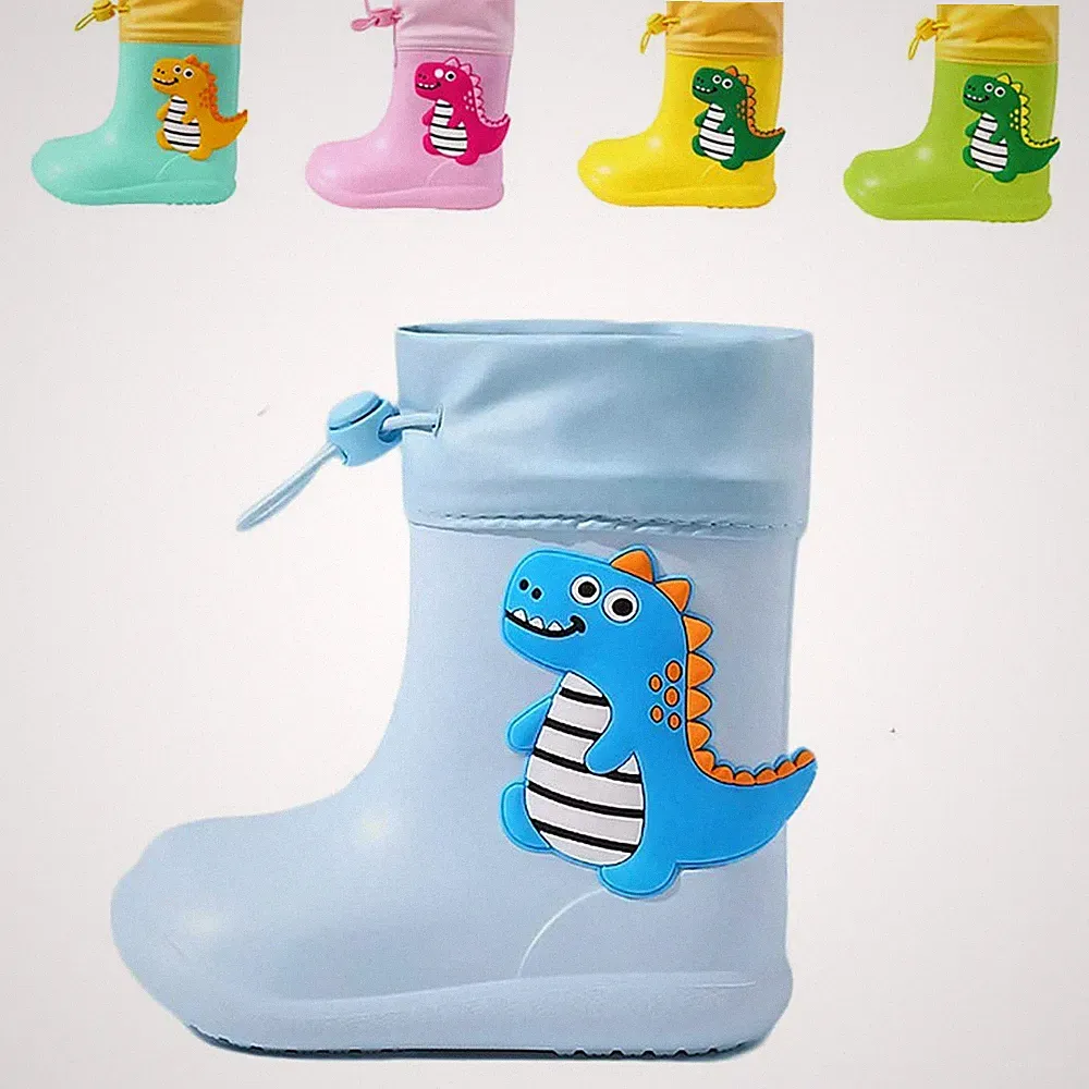 Kinder Gummistiefel Regenschuhe Rutschfest Leicht Dinosaurier Blau 150 mm