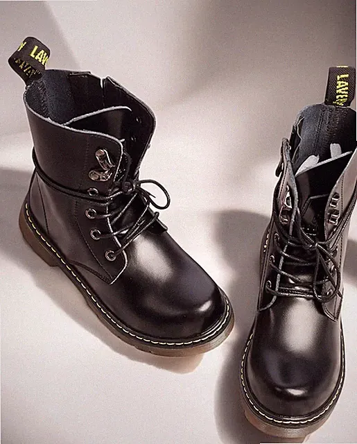 Kinder Schwarz Matt Leder Stiefeletten Jungen Mädchen Rutschfest Schule Freizeit Schuhe