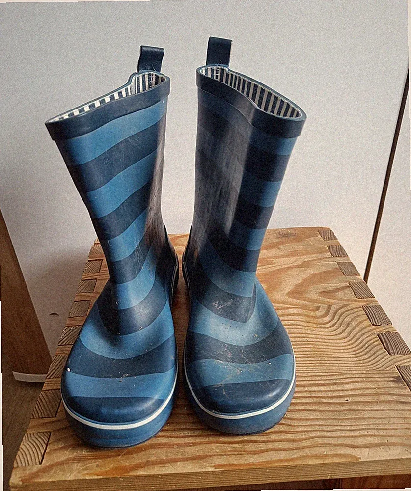 Kinder Unisex Gummistiefel gestreift Blau/Dunkelblau EU 26