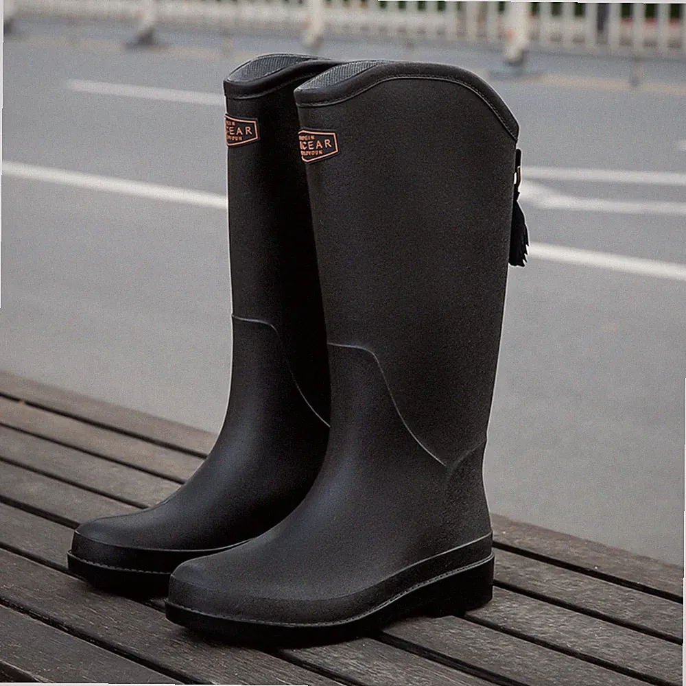 Kniehohe Regenstiefel wasserdicht PVC rutschfeste Sohle für Regentage