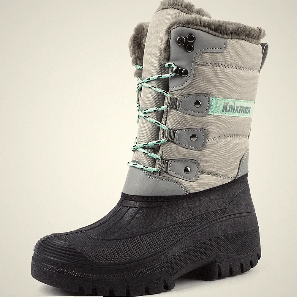 Knixmax Damen Warm Gefütterte Winterstiefel Stiefel Bequeme Outdoor Schuhe