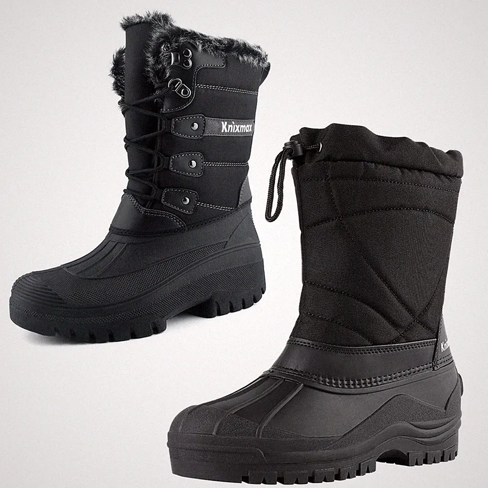 Knixmax Herren Damen Schneestiefel Winterstiefel Warme Gefüttert Winterschuhe