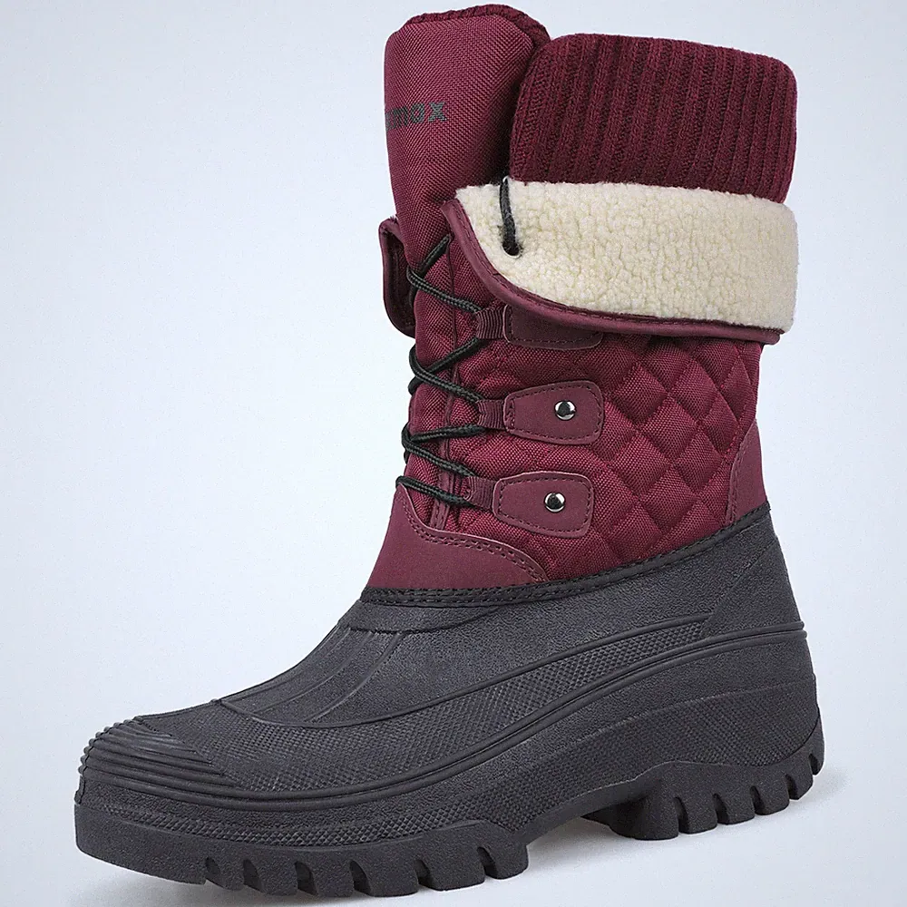 Knixmax Outdoor Damen Warm Gefütterte Schneestiefel Wasserdicht Und Rutschfest