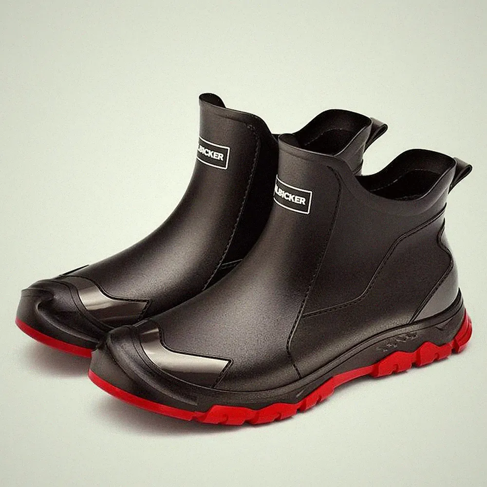 Knöchelhohe Regenstiefel Rutschfeste Sohle Pull-On-Regenstiefel Profilsohle