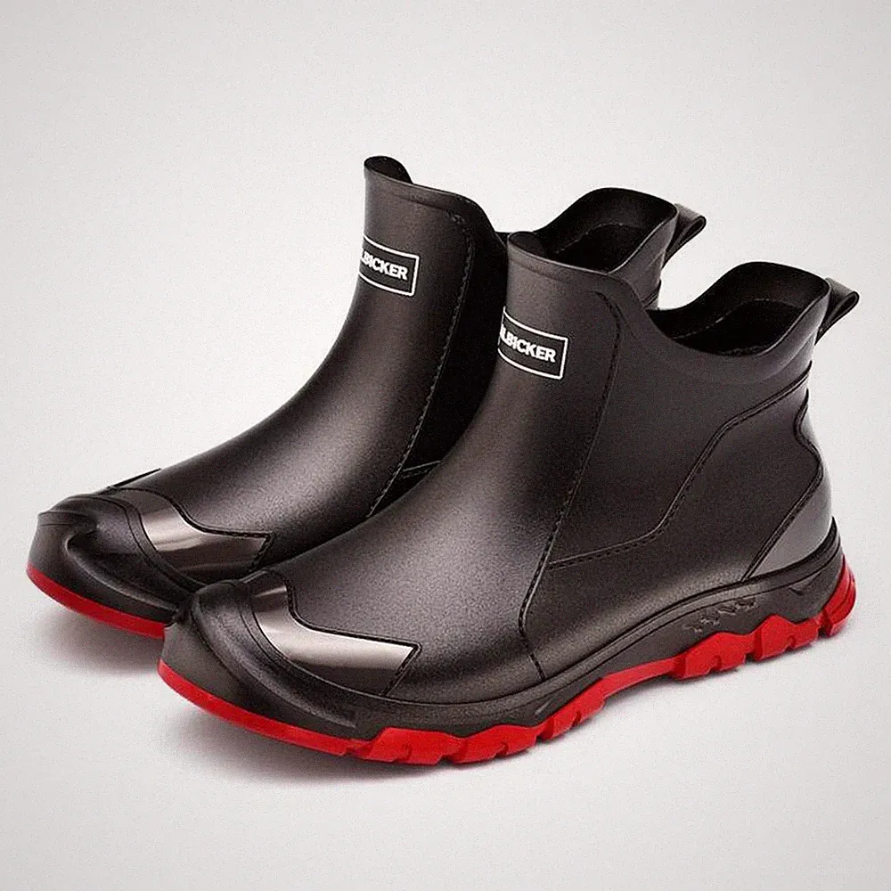 Knöchelhohe Regenstiefel Rutschfeste Sohle Pull-On-Regenstiefel Profilsohle
