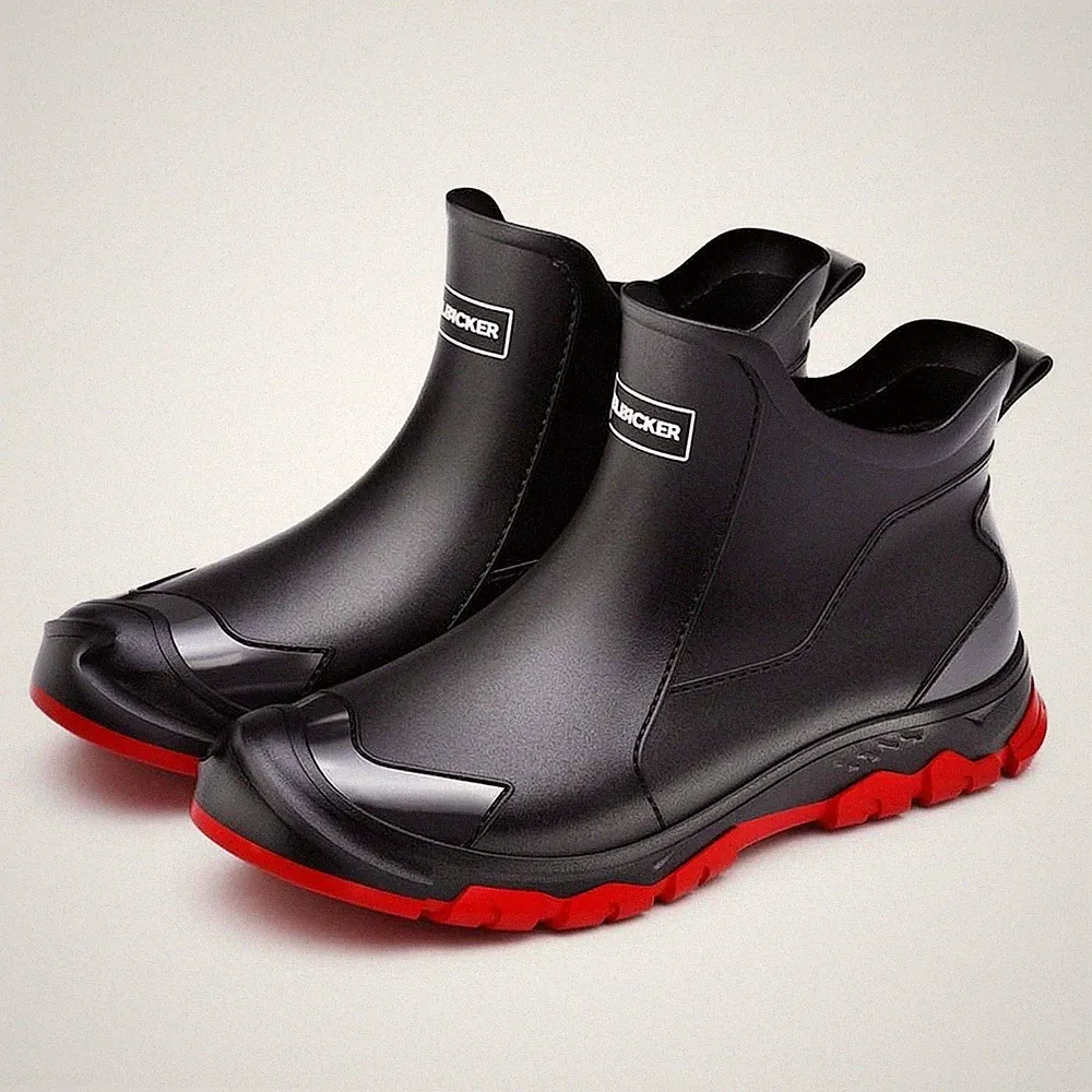 Knöchelhohe Regenstiefel Wasserdicht Pull-On-Regenstiefel Rutschfest