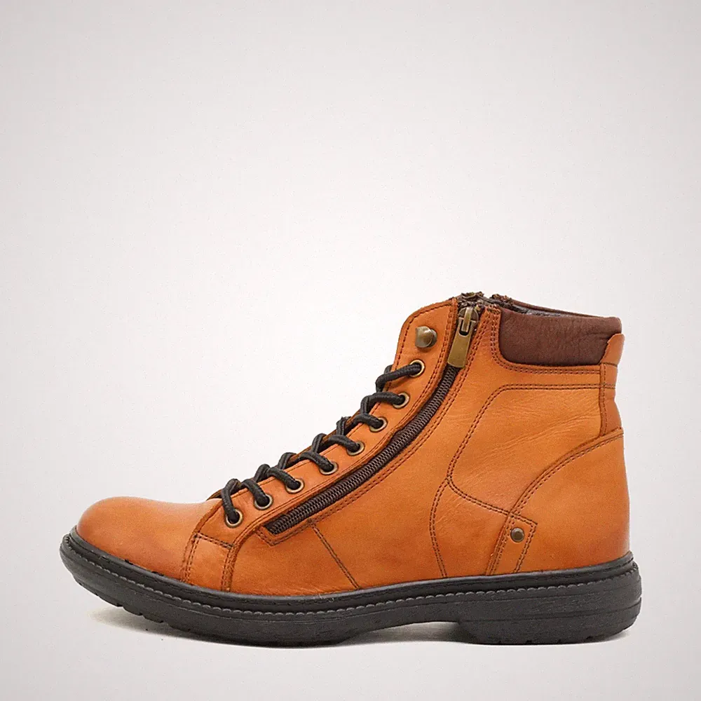 Komcero Damen Leder Stiefel Braun Knöchelhoch Bequem, Komfort Stiefeletten EU 40
