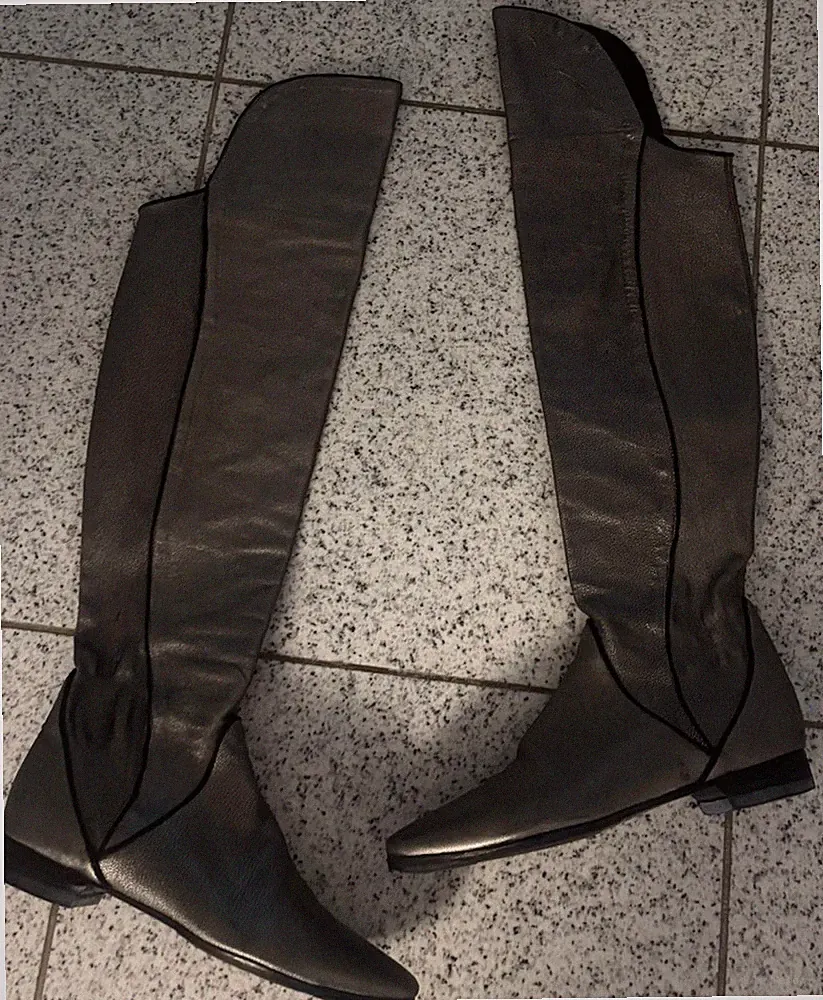 Konstantin Starke Overknee Luxus STIEFEL Aus Leder GR: 37 Silber