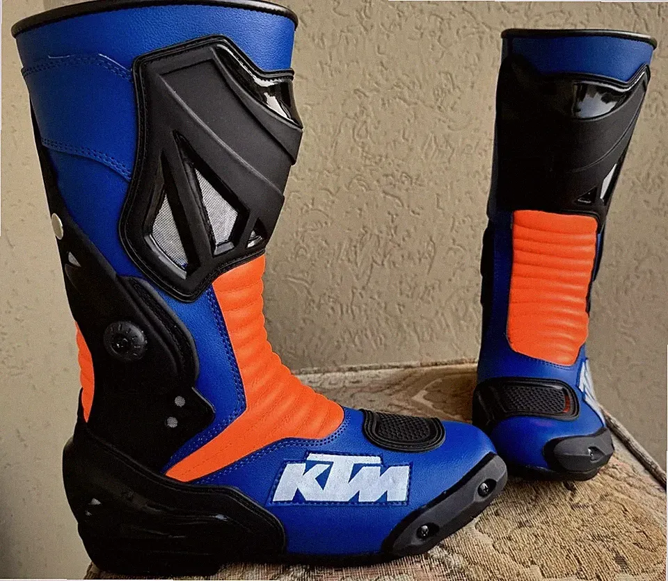 KTM Motorrad Stiefel HERREN/DAMEN Motorradstiefel aus Leder Rennen Bikerstiefel