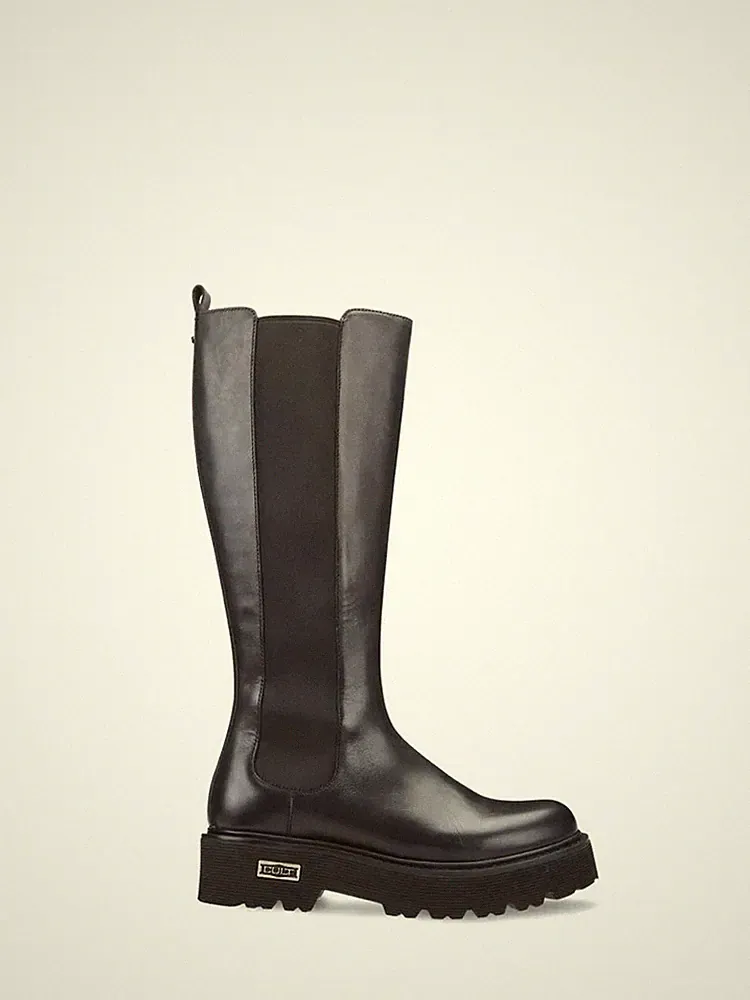 KULT DAMEN LEDER STIEFEL SCHWARZ MIT GUMMIBÄNDERN UND REISSVERSCHLUSS ART. CLW331000