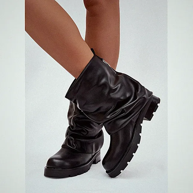 Kunstleder Stiefeletten mit niedrigem Absatz für Damen