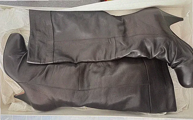 Kurt Geiger HIHOLLA schwarze Leder Kniehohe Stiefel UK 5 EU 38 Absatz Designer