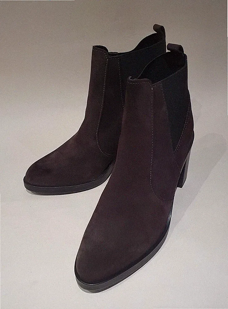 Kurt Geiger London Damen grau braun Wildleder Blockabsatz Chelsea Boots UK 8