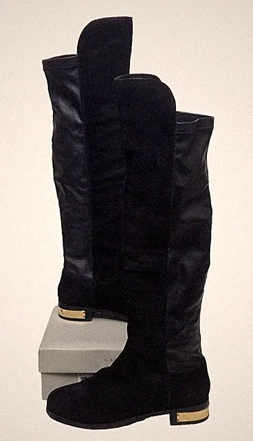 Kurt Geiger Pacific Slipper Schwarz High Leg Heel Wildleder Stiefel Damen EU 41 UK 8