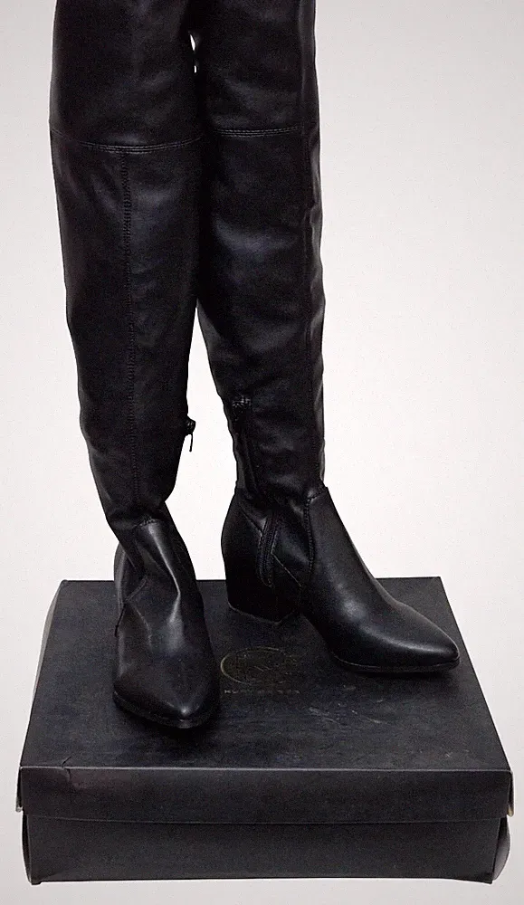 Kurt Geiger Wella Slipper Schwarz High Leg Absatz Spitz Stiefel Damen EU 36 UK 3