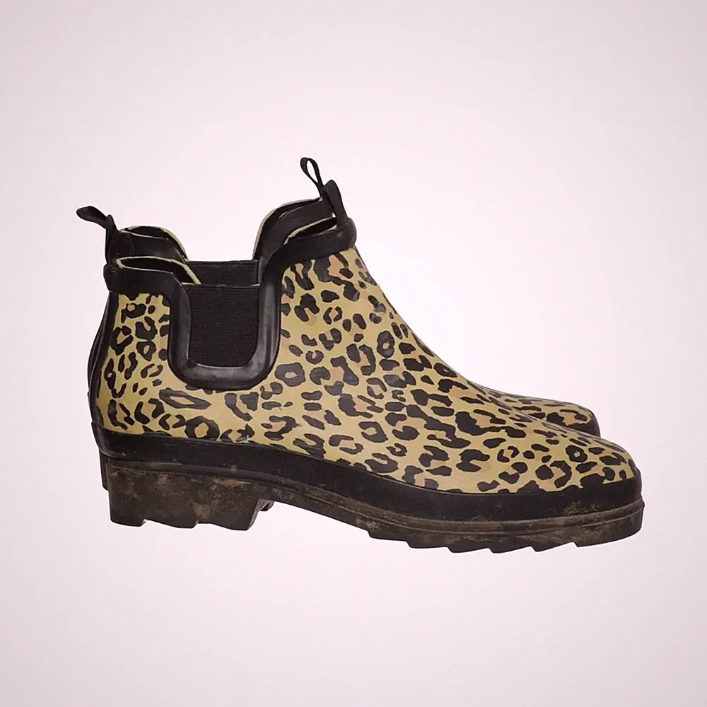 Kurze Gummistiefel, Größe: 40, Beige/Schwarz/Mehrfarbig, Leder, Damen #L3e