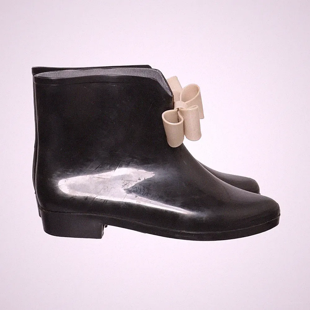 Kurze Gummistiefel, Größe: 40, Schwarz/Beige, Damen #Fzl