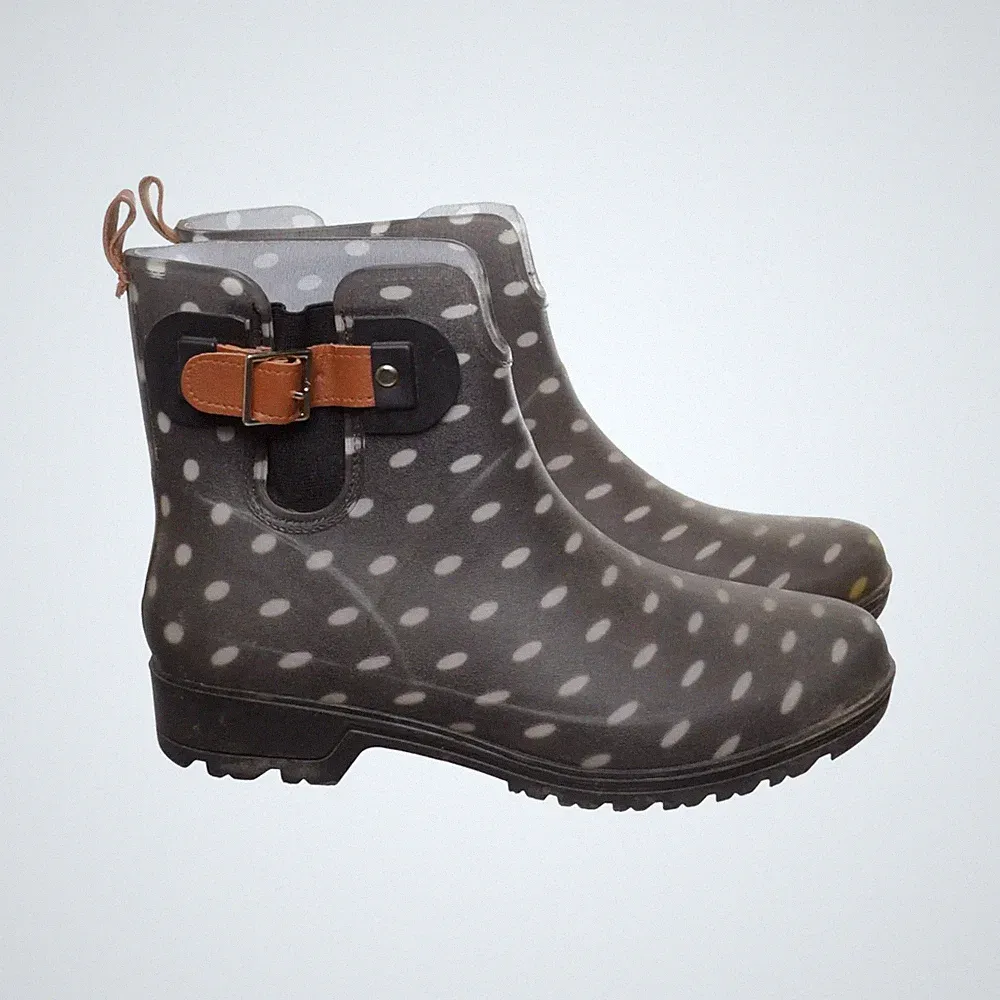 Kurze Gummistiefel, Größe: 42, Grau/Weiß/Mehrfarbig, Leder, Damen #Rhf