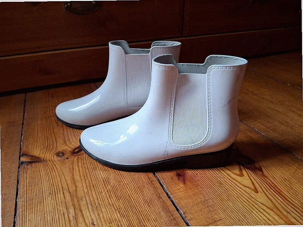 Kurze Regenstiefel Gummi Stiefeletten American Apparel Weiß Größe 39