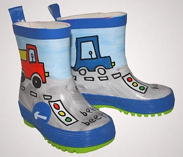 Kurzschaft Gummistiefel hoher Naturkautschukanteil Blau /Grau Fahrzeuge MAXIMO