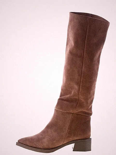 L'ARIANNA Damen Schuhe Wildleder Stiefel Braun Ebenholz Texanische Spitze Slipper