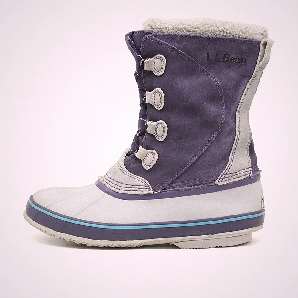 L.L. Bean Damen 284882 Stiefel Lila Leder Mittelhoch Boots Winterstiefel EU 42