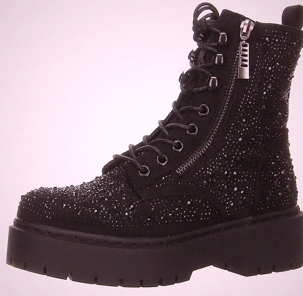 La Strada Stiefelette Schwarz Schnürstiefel Plateau Stiefel Reißverschluss