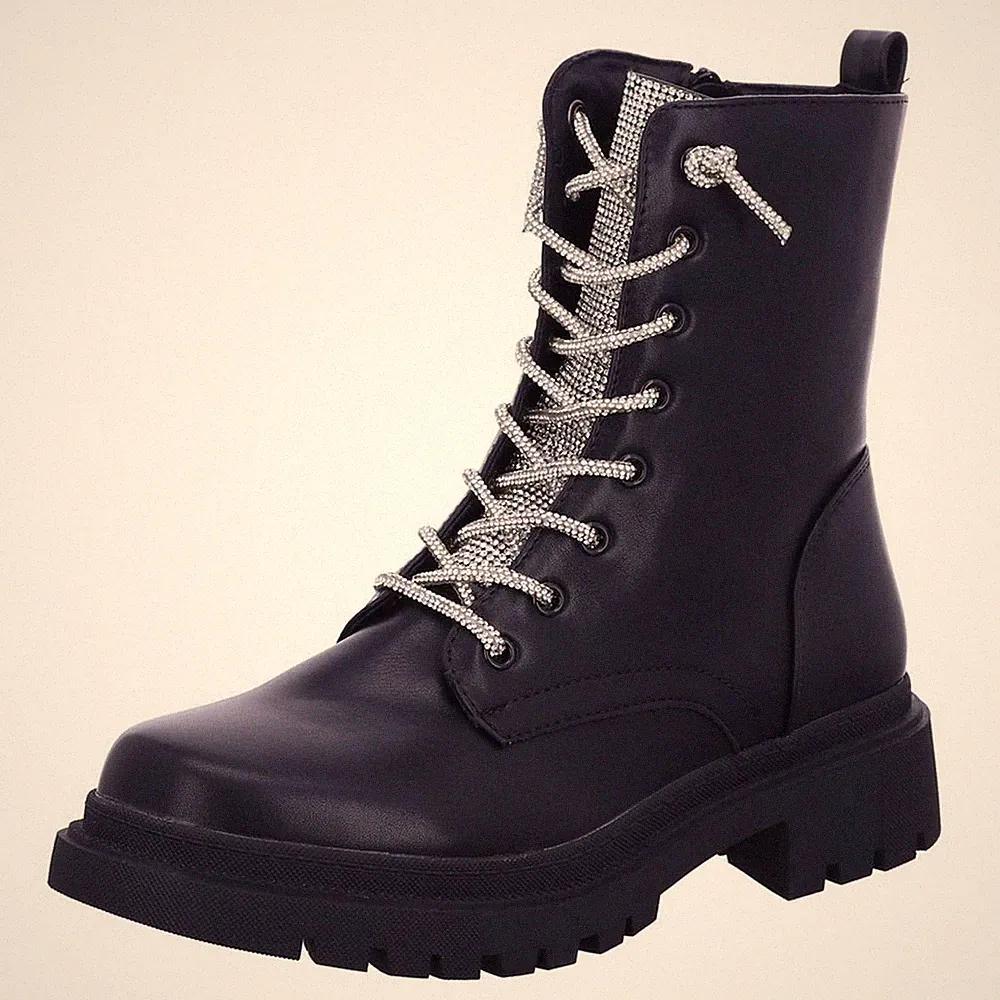 La Strada Stiefelette Schwarz Schnürstiefelette Boot Stiefel Reißverschluss