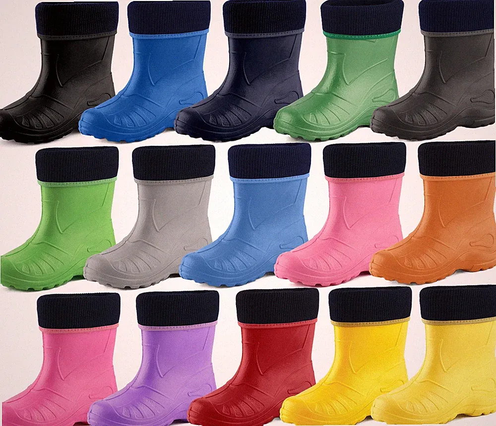 LADEHEID Federleichte Gummistiefel Kinder Thermo Gefüttert Regenschuhe EVA 22-35