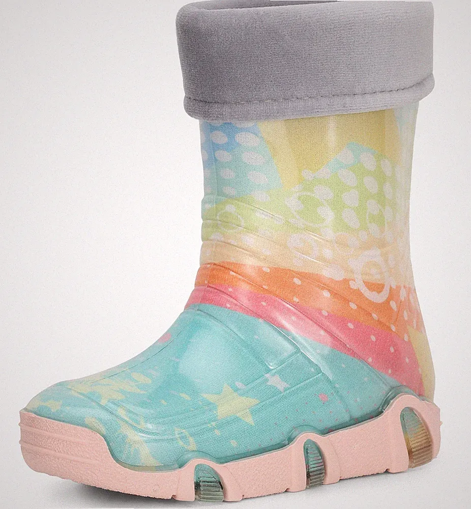 LADEHEID Gefütterte Gummistiefel Kinder Rutschfest Regenschuhe Thermo 21-36