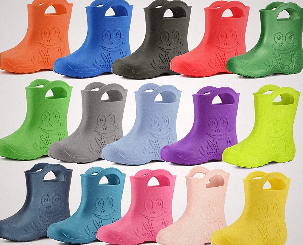 LADEHEID Gummistiefel Kinder Jungen Mädchen Frosch Regenschuhe EVA 22-35