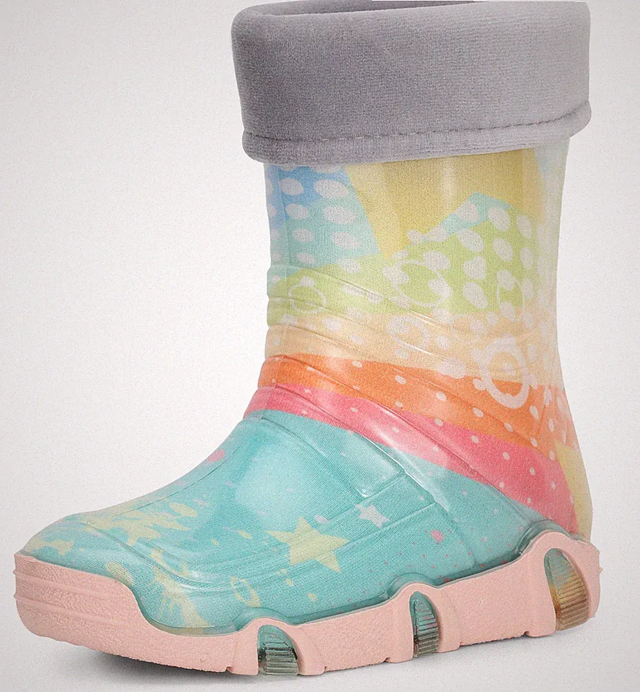 LADEHEID Kinder Mädchen Jungen bunte Gummistiefel Warm Gefüttert