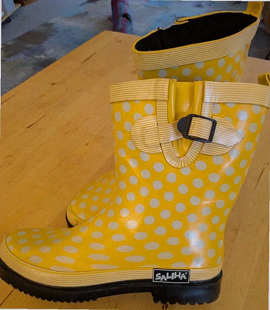 Lagenlook Gummistiefel Gute Laune Schuhe Saliha Gelb/Grau Größe 41