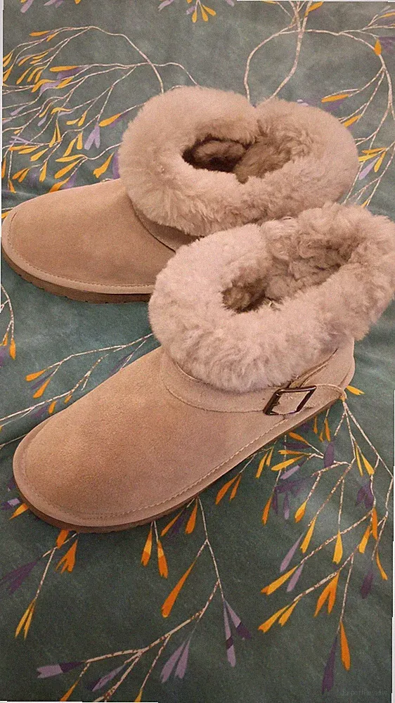 Lammfell Boots Damen Wildleder Damen Winterschuhe, Echte Lammfell Schuhe Gr. 37