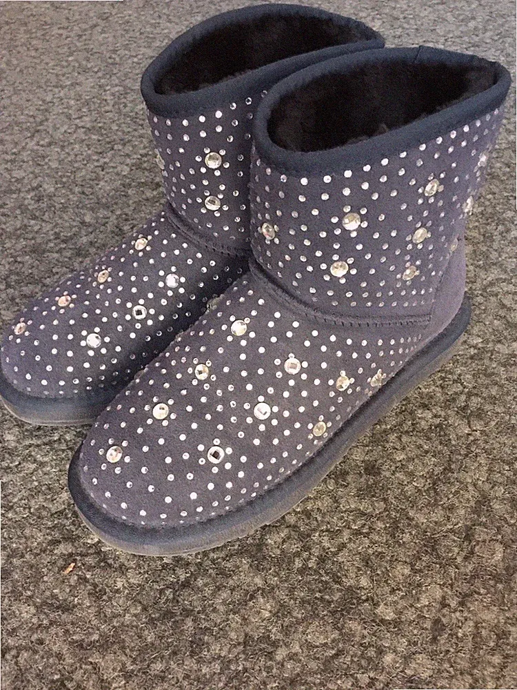LAMMFELL BOOTS VON SI BARCELONA BLAU MIT GLITZERSTEINEN GR37 IM ORIGINAL KARTON