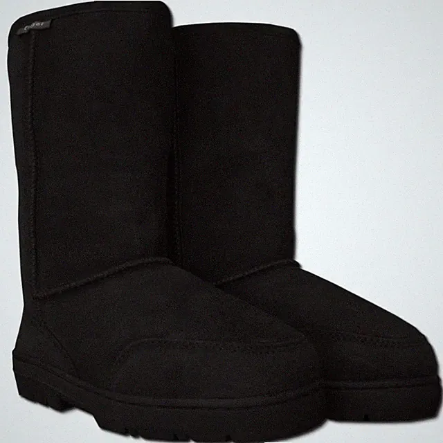 Lammfell Stiefel AGI edles Wildleder PU-Sohle Merino Lammfell