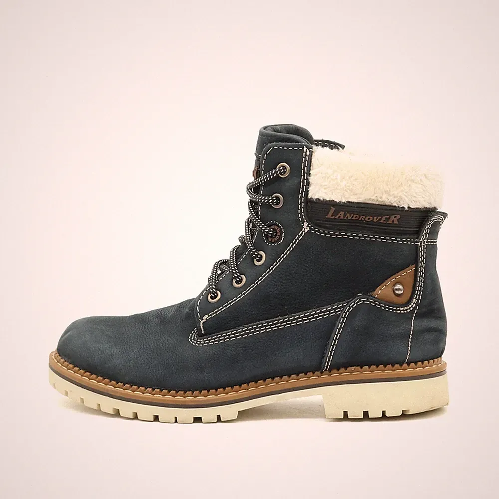 Landrover Damen Winterboots Boots Blau Leder Knöchelhoch Winterstiefel EU 38