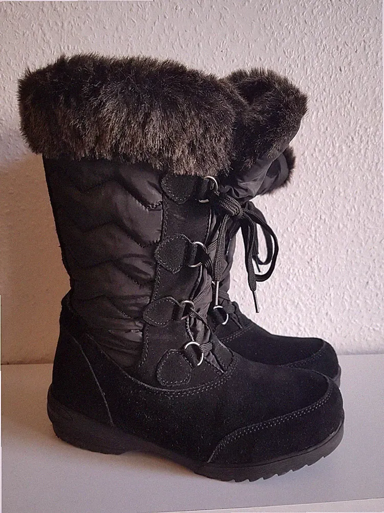 Lands End Damen Stiefel Grösse 37.5 Wildleder Schwarz