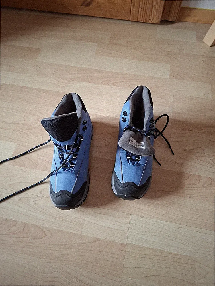 Lands End gefütterte Winter Stiefelette Gr. 38 - 7 B - blau mit Schnürsenkel