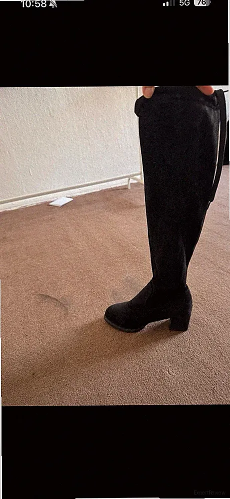 Lange Stiefel Mit Absatz Aus Wildleder In Größe 38 Schwarz , Sehr Guter Zustand