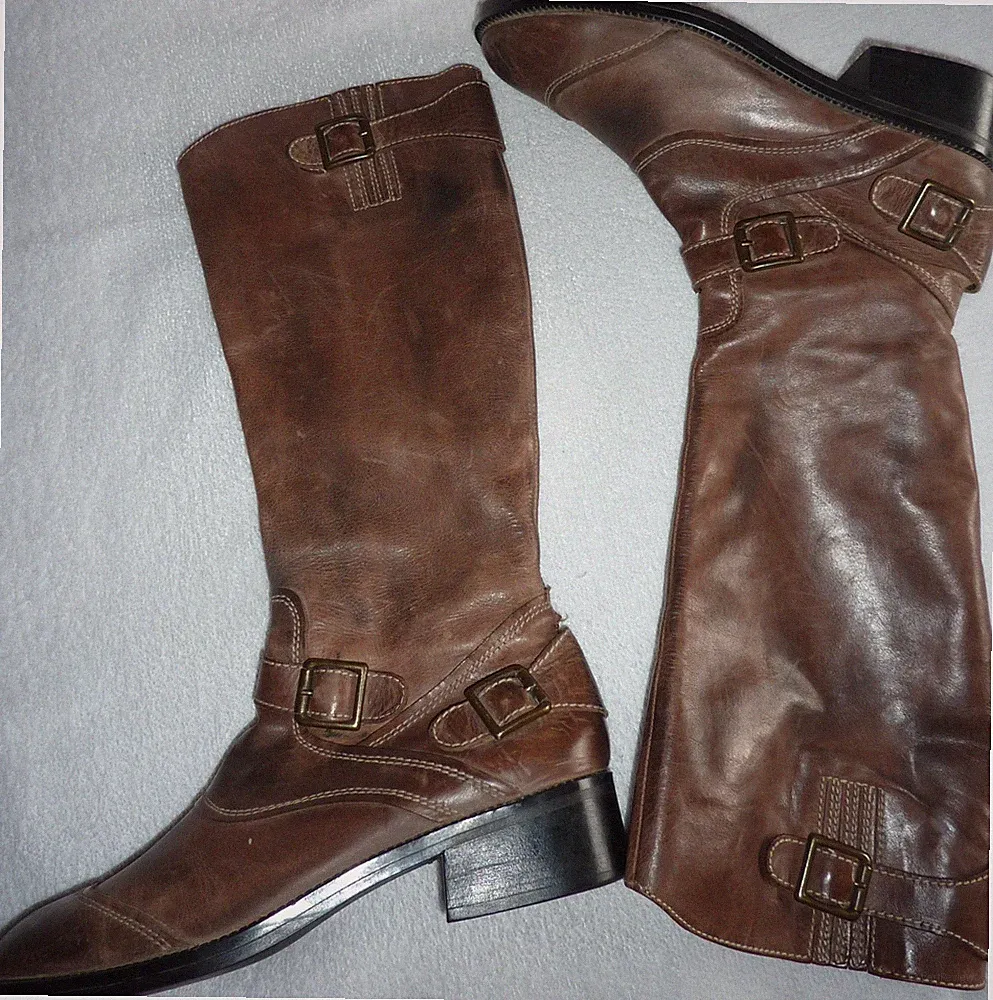 Langschaft-Stiefel Damen markenfrei braun Gr. 38(eher 39/39,5) Lederfutter