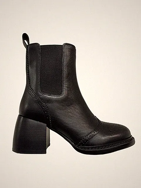 LARA MANNI Damen Halbstiefel Leder schwarz mit Nähten 4103VN MADE IN ITALY