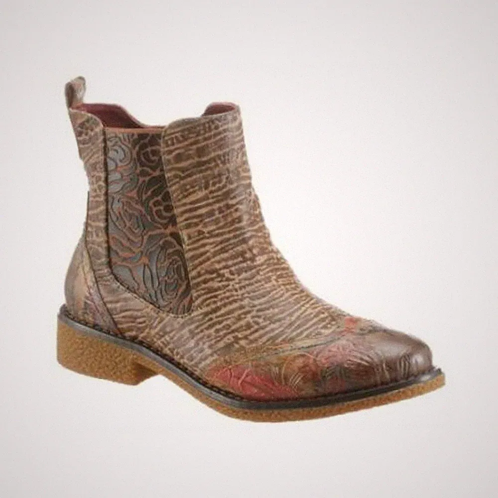 Laura Vita Damen Leder Chelsea Boot Stiefeletten Stiefel Taupe Braun