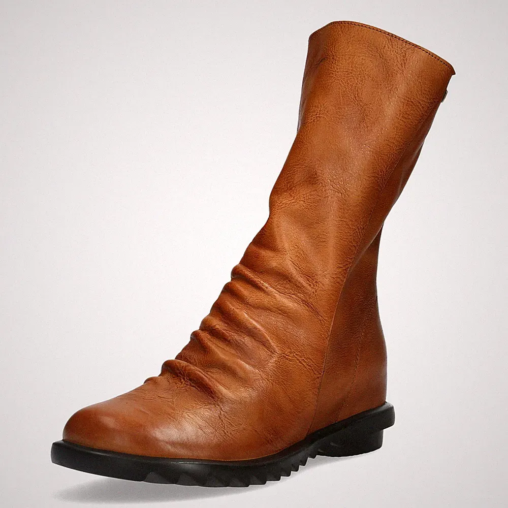 Laura Vita Damen Stiefelette slouchy Leder Boot geraffter Halbschaft Cyrielle 10