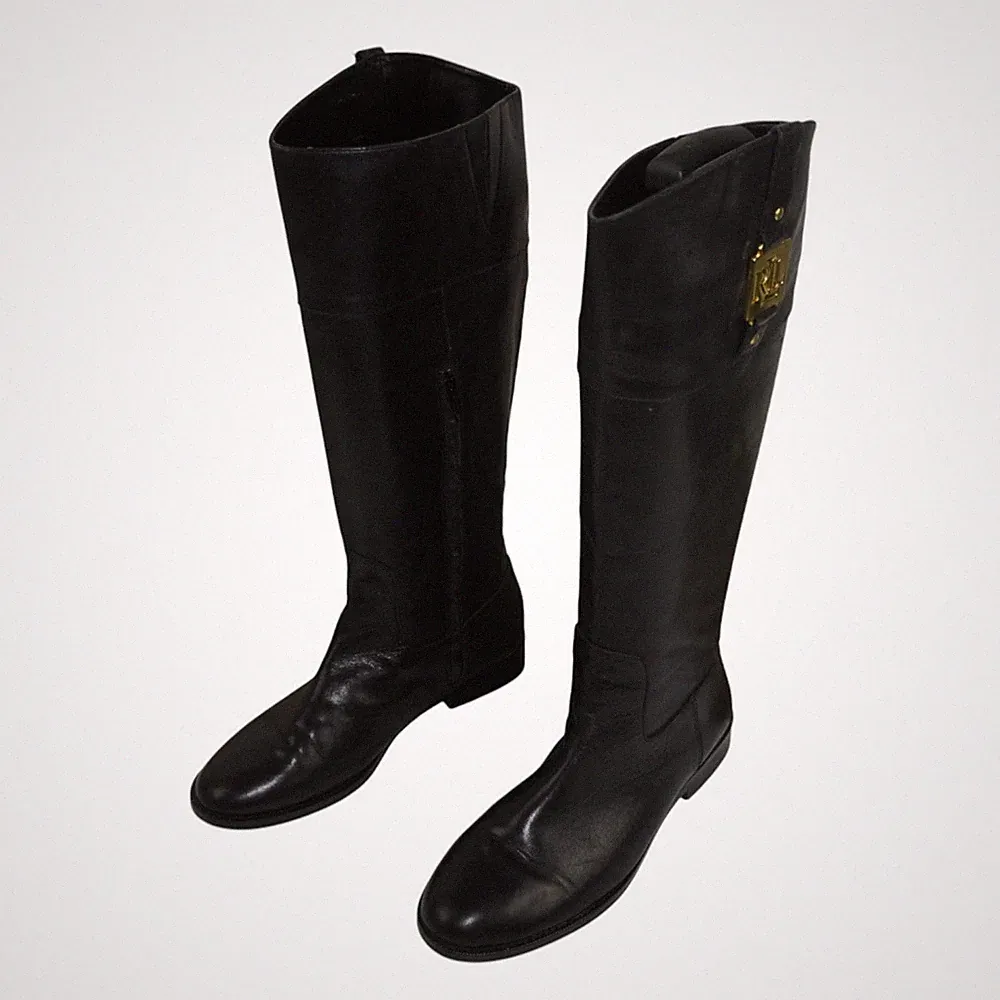 Lauren Ralph lauren RLL Jaden Damen Reitstiefel Boots Leder schwarz 37,5