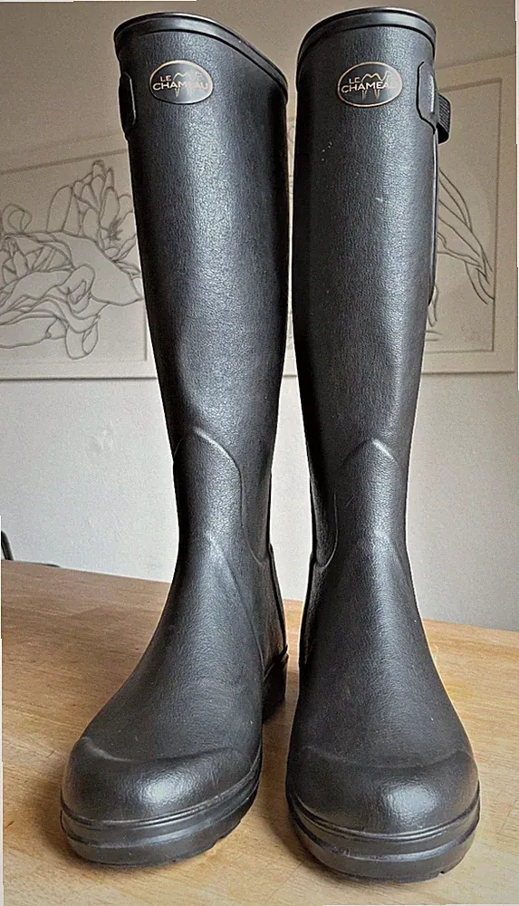 LE CHAMEAU Damen Gummistiefel 👢 - schwarz - Naturkautschuk - Gr. 38