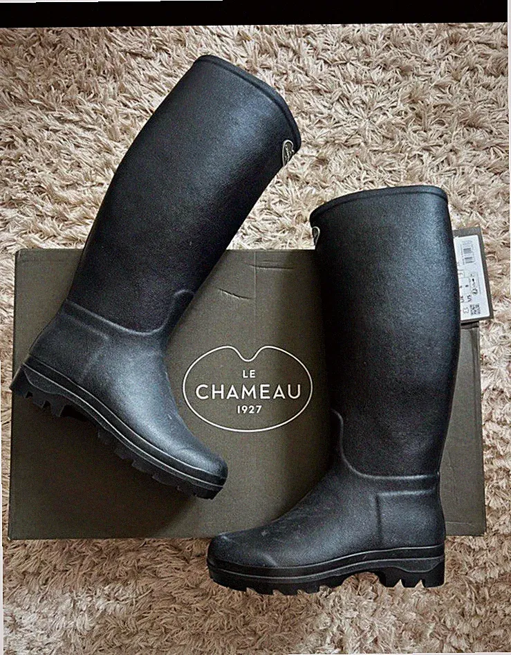 Le Chameau Saint Hubert Damen Reitstiefel Gummi wasserdicht schwarz Größe 39
